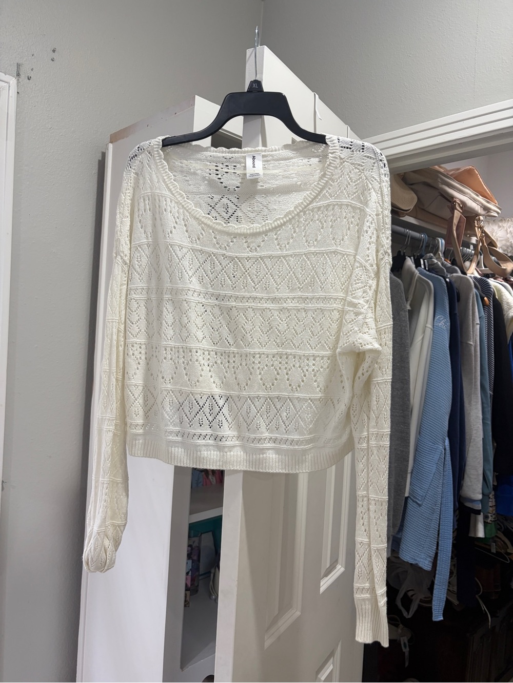 Abound Cream Open-Knit Cropped Sweater